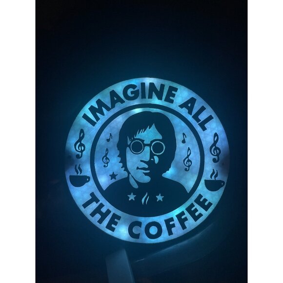 John Lenon The Beatles inspired 3d printed wall led lamp IMAGINE ALL THE COFFEE - Picture 6 of 6